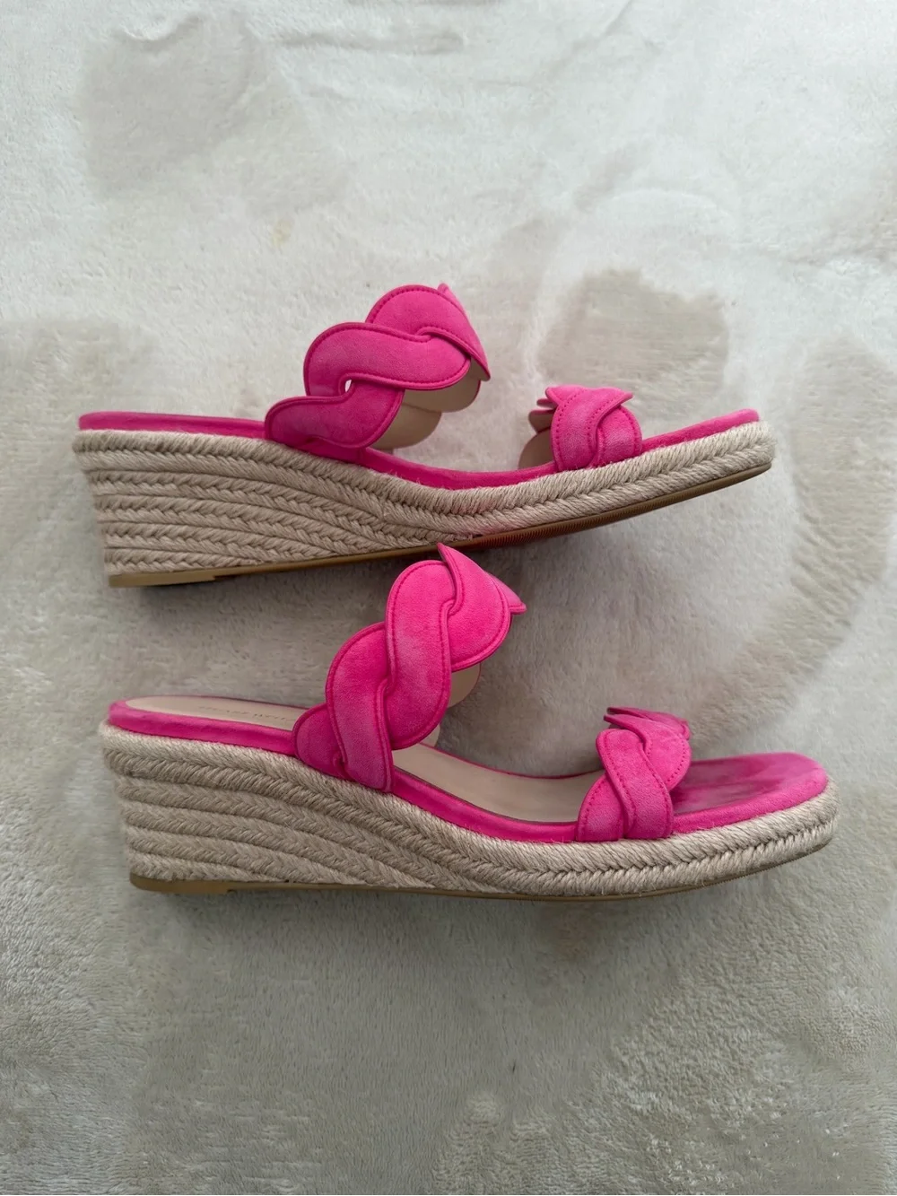 Stuart Weitzman Hot Pink Braided Wedge Slide - Picture 2 of 5